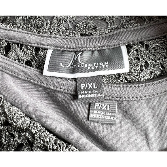 JM Collection Crocheted Lined Blouses Womens Lot/2 Large + Petite XL Gold Silver - Picture 4 of 13